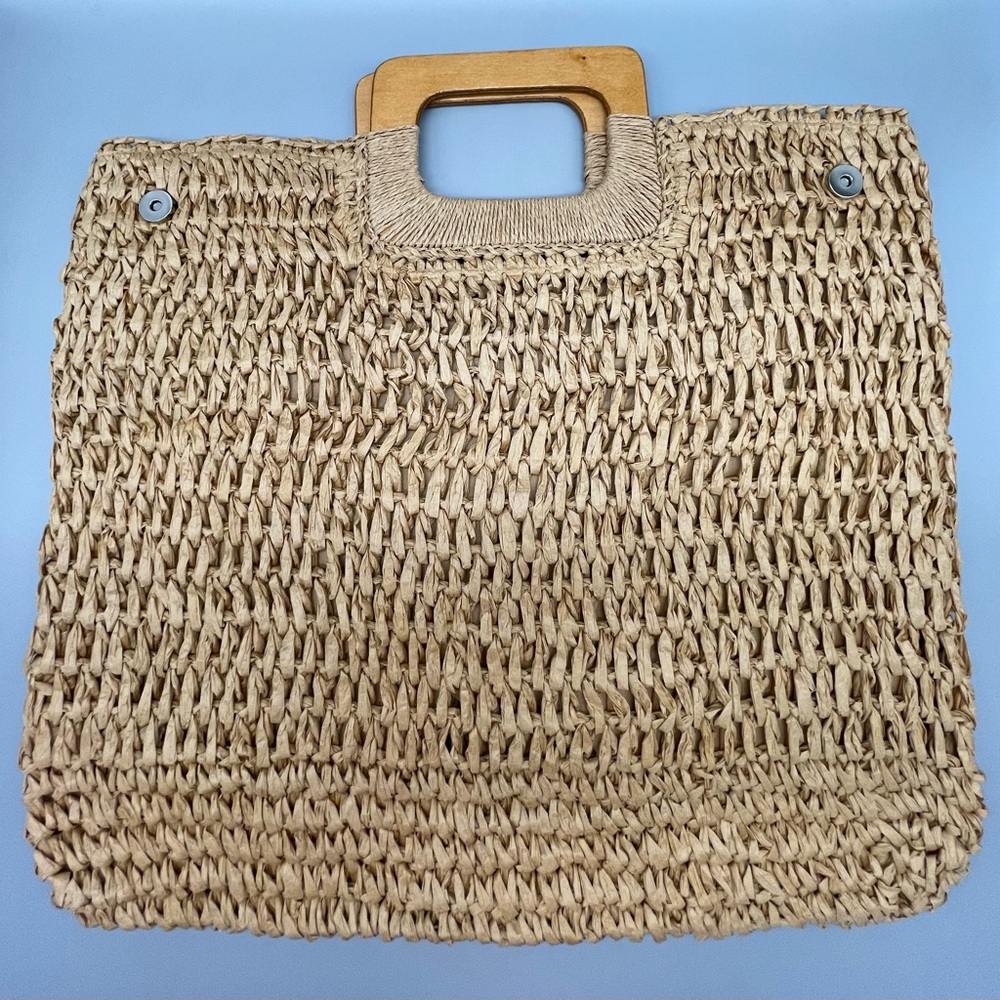 Rattan handwoven bag, Straw handwoven, Handmade tote bag-Beige